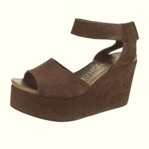 Pedro Garcia Suede Wedge Sandal in Brown Size 7.5